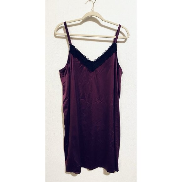Torrid Sleep Slip Dress Womens Large Purple Satin Black Lace Chemise Romantic - Picture 1 of 5